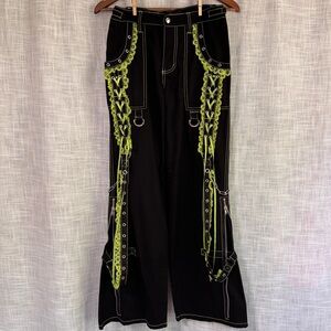 Tripp NYC Lolita Dark Street Y2K Gothic Bondage Lace Flare Pants Size 27
